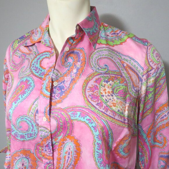 Lauren Ralph Lauren Pink Paisley Button-Down Shirt – Size 1X - Picture 5 of 7